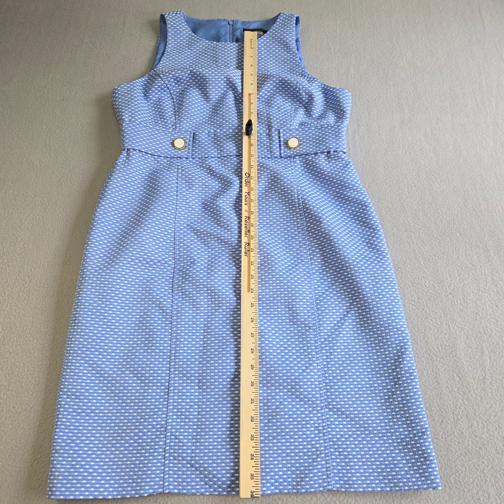 Tahari-Levine Studio Sheath Dress Womens 14 Blue Textured Gold Button 8127M509 - Picture 8 of 8